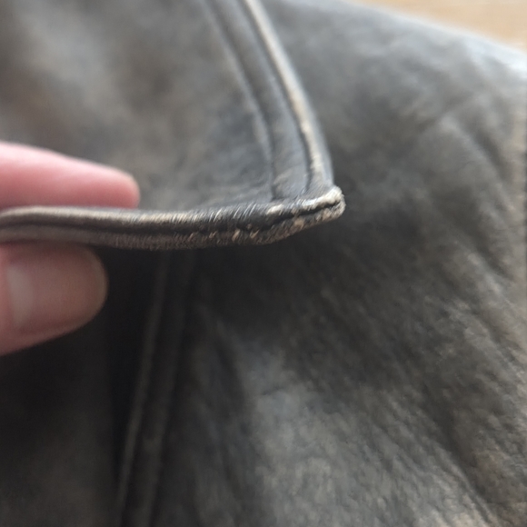 CANADIAN VINTAGE Distressed, Brown Leather Assymetrical Jacket by OCEAN WEST - Picture 4 of 16